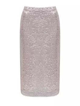 Полупрозрачная юбка-миди с легкими пайетками и атласом