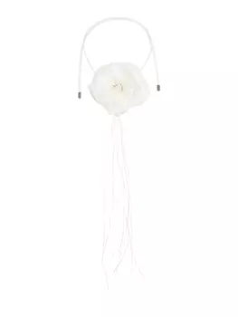 Пояс с макро-цветком из органзы и ювелирными деталями