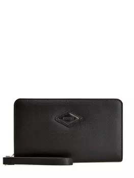 Портмоне из шагренированной кожи с двойной молнией и ремешком