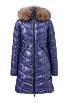 Приталенный пуховик из нейлона laqué с мехом лисы Blue Frost