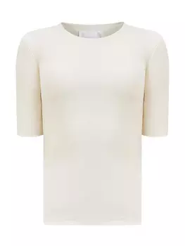 Приталенный топ из вискозного крепа с удлиненными рукавами