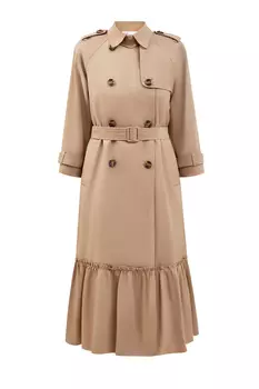 Приталенный тренч из габардина с укороченными рукавами