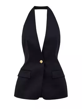 Приталенный жилет из шерсти с глубоким V-образным вырезом