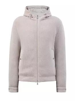 Пуховая куртка из шерстяной и кашемировой пряжи с капюшоном