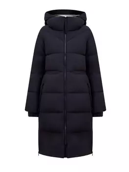 Пуховая стеганая парка с митенками и съемным капюшоном