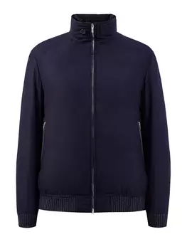 Пуховик-бомбер из шерстяной ткани с трикотажной отделкой