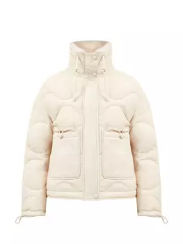 Пуховик из матового стеганого нейлона с отделкой из овчины