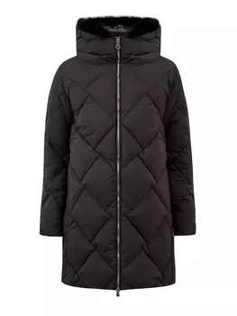 Пуховик из матового стеганого нейлона со съемным мехом лисы