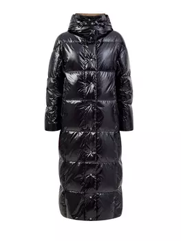 Пуховик из плотного глянцевого нейлона со съемным капюшоном