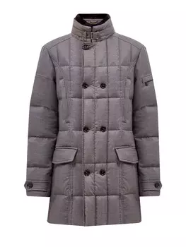 Пуховик из шерсти и кашемира со съемной меховой отделкой