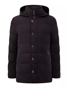 Пуховик приталенного кроя со съемной ветрозащитной вставкой