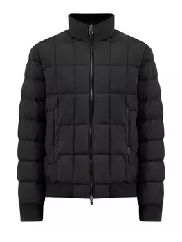 Пуховый бомбер из стеганого нейлона с эластичной отделкой