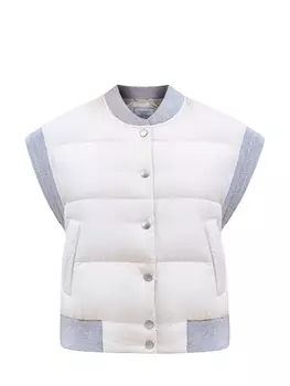 Пуховый жилет-бомбер с вязаной отделкой и цепочками Punto Luce