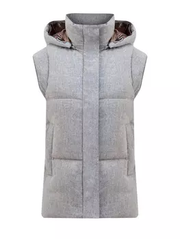 Пуховый жилет из кашемира и нейлона со съемным капюшоном