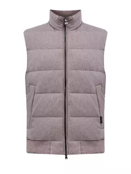 Пуховый жилет из кашемира с отделкой в стиле бомбера