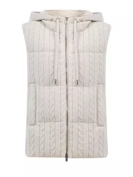 Пуховый жилет из шерсти и кашемира с вязаным узором