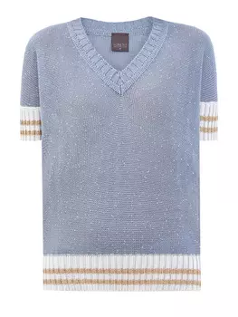 Пуловер из хлопковой пряжи с мерцающими пайетками