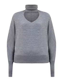 Пуловер с V-образным вырезом и металлизированной нитью ламе