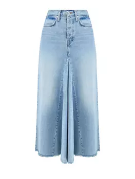 Расклешенная юбка-макси в стиле вестерн из выбеленного денима