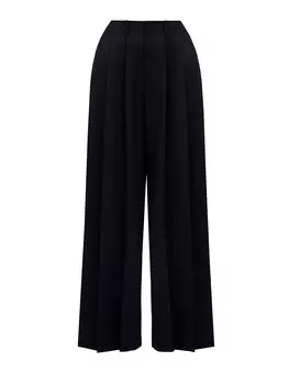 Расклешенные брюки-палаццо из твила с глубокими защипами