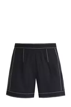 Расклешенные шорты из шерстяной ткани с контрастными швами