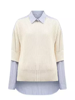Рубашка-джемпер в полоску с трикотажной вставкой