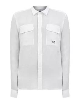 Рубашка из дышащей льняной ткани с контрастным логотипом