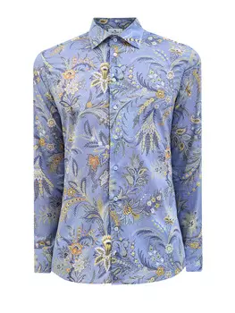 Рубашка из гладкого хлопкового поплина с флористическим принтом