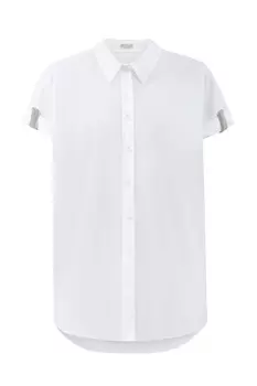Рубашка из хлопка с мерцающей вышивкой на рукавах