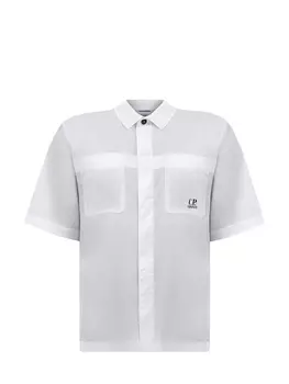 Рубашка из хлопкового муслина с короткими рукавами и логотипом