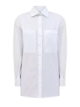 Рубашка из хлопкового поплина stretch с накладными карманами