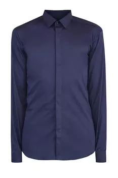 Рубашка из хлопкового поплина stretch со скрытой застежкой