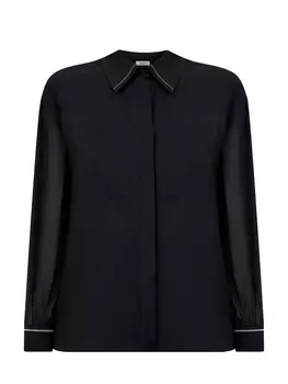 Рубашка из хлопковой и шелковой органзы с деталями Punto Luce