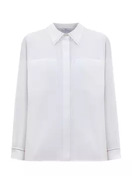 Рубашка из полупрозрачного хлопка и шелка с ювелирной окантовкой