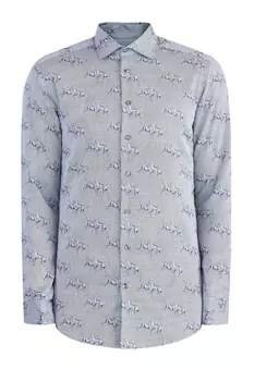 Рубашка из поплина в полоску с жаккардовым принтом