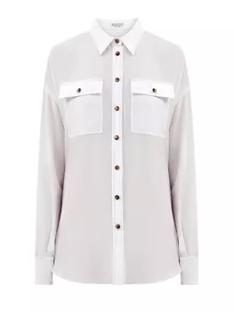 Рубашка из шелкового шифона с роговыми кнопками