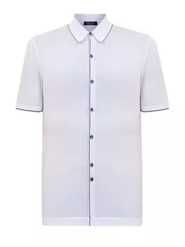 Рубашка из тонкой хлопковой пряжи с контрастной окантовкой