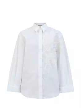 Рубашка из жатого хлопкового поплина с аппликацией Flora