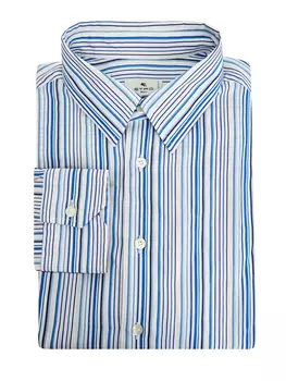 Рубашка приталенного кроя из хлопкового поплина в полоску