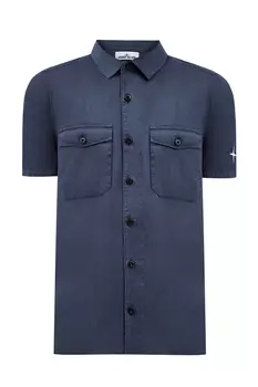 Рубашка с короткими рукавами из двухслойного хлопкового муслина