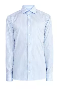 Рубашка силуэта Slim в полоску из хлопка и лиоцелла