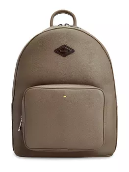 Рюкзак из крупнозернистой кожи с мембранной спинкой и логотипом