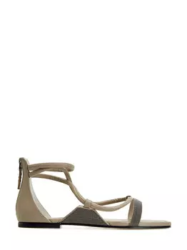 Сандалии ручной работы из кожи с мерцающими цепочками