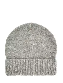 Шапка из альпаки и шерсти с отворотом английской вязки