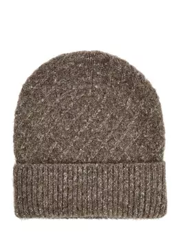 Шапка из меланжевой пряжи альпака с широким отворотом