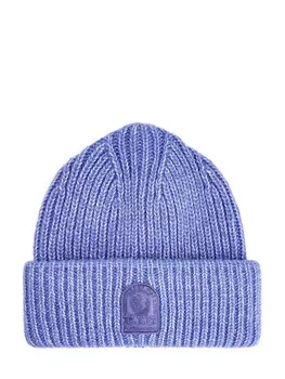 Шапка из шерсти и хлопка английской вязки с патчем в тон