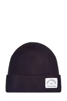 Шапка из шерстяной пряжи в рубчик с нашивкой Rue St-Guillaume