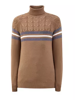 Шерстяной свитер с высоким воротом и контрастным декором