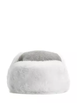 Шапка-трансформер из меланжевой шерсти и эко-меха