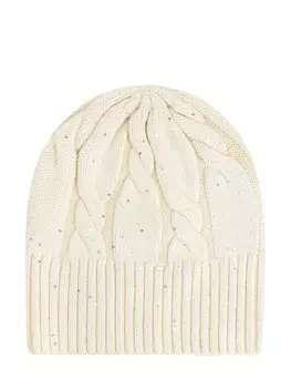 Шапка узорной вязки из альпаки с серебристыми пайетками